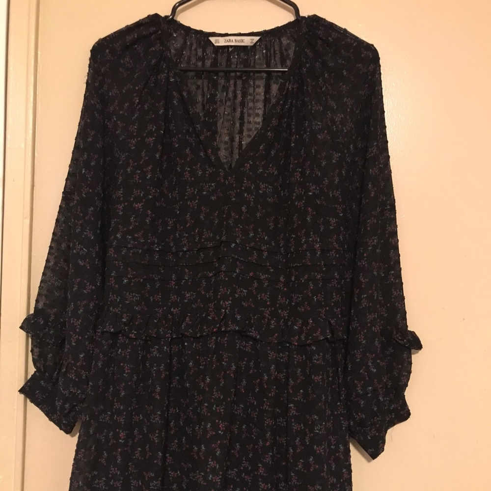 Zara floral chiffon dress